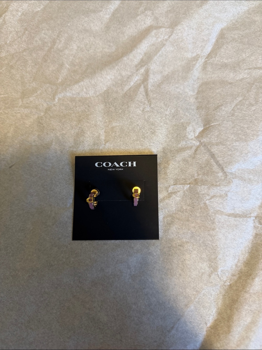 Coach Gold and Pink Mini Turnlock Stud Earrings